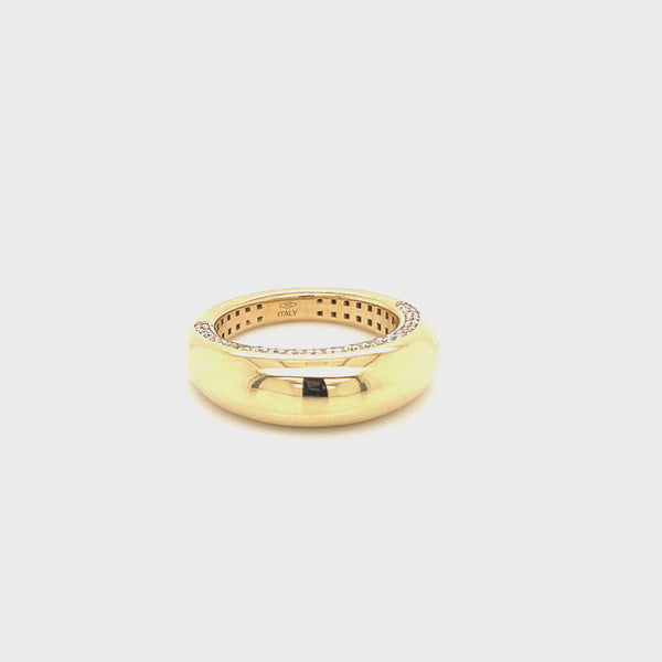 18ct Yellow Gold Dome Ring with Diamond Detail