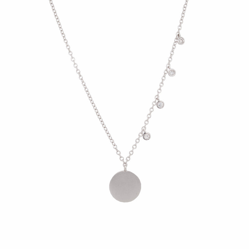 White Gold Disc and Diamond Necklet