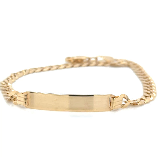 9CT YG FLAT CURB ID BRACELET