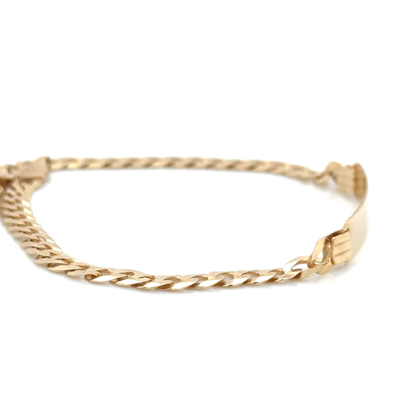 9CT YG FLAT CURB ID BRACELET