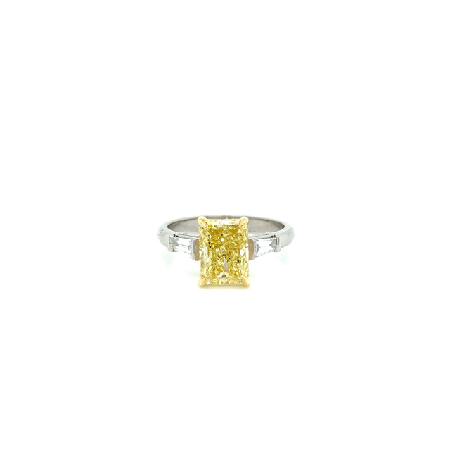 ESL Handmade 18ct White Gold Lab Grown Fancy Vivid Yellow Diamond Ring