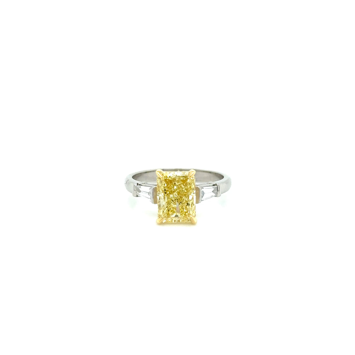ESL Handmade 18ct White Gold Lab Grown Fancy Vivid Yellow Diamond Ring