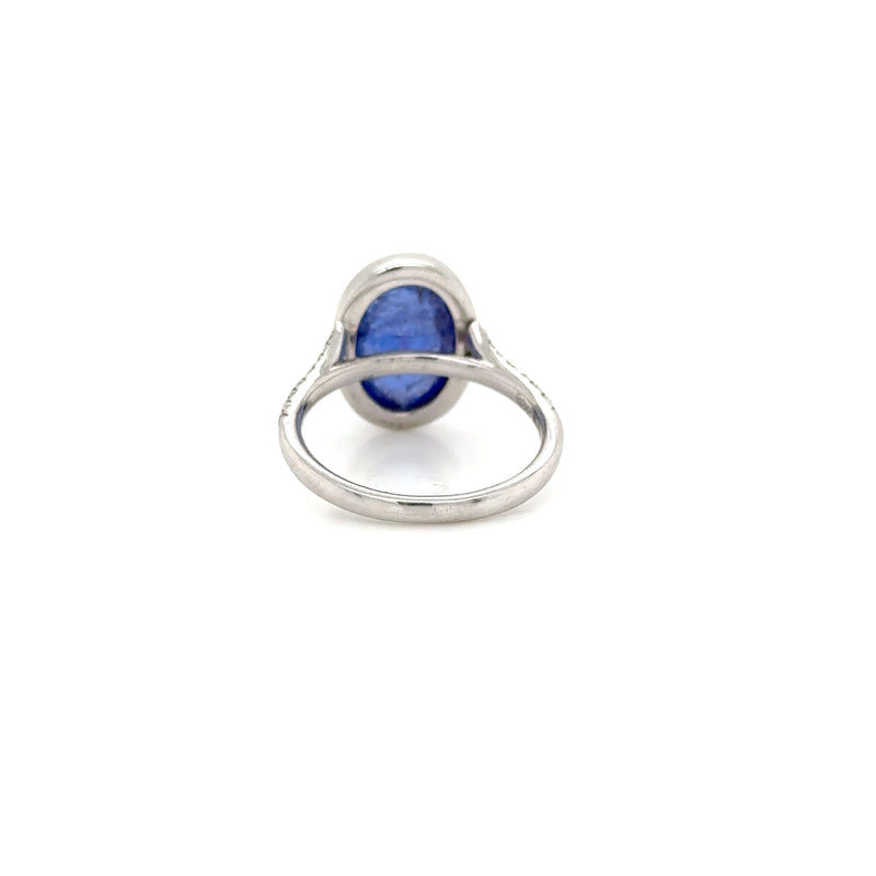 14ct White Gold Cabechon Tanzanite 7.28ct and Diamond Ring