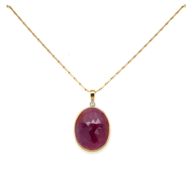 Yellow Gold Ruby & Diamond Pendent