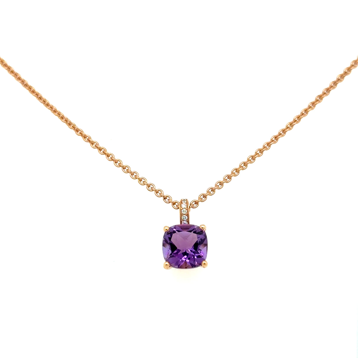 Rose gold amehtyst dia pendent