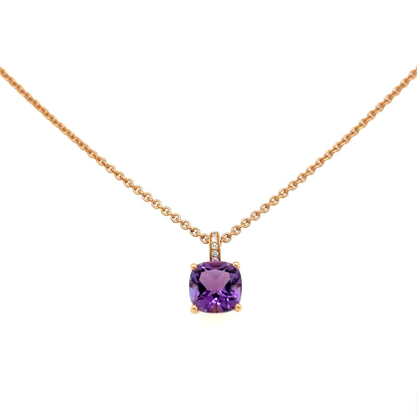 Rose gold amehtyst dia pendent