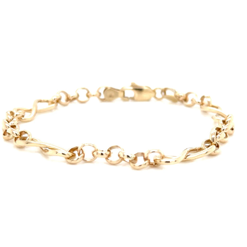 9ct Yellow Gold Infinity Belcher Bracelet