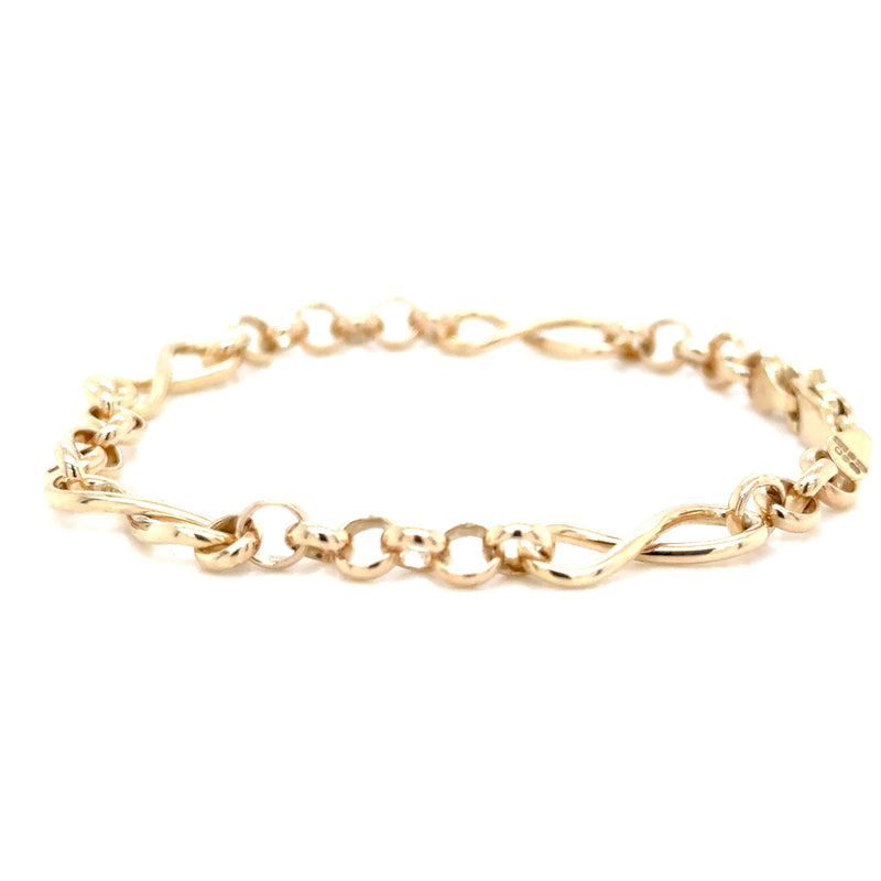 9ct Yellow Gold Infinity Belcher Bracelet