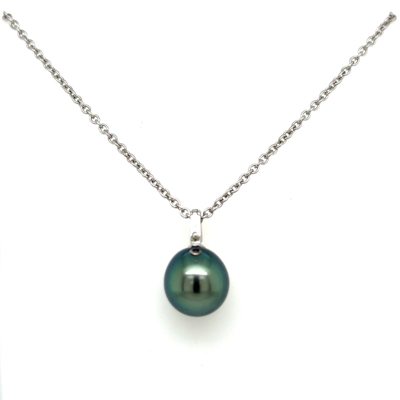 18ct White Gold Tahitian Pearl Pendent and Chain