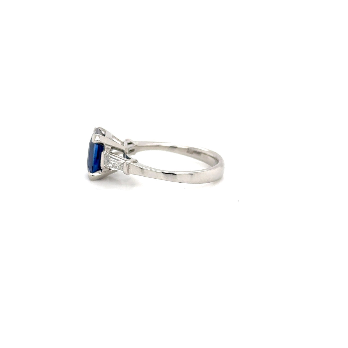 Platinum sapphire and diamond ring