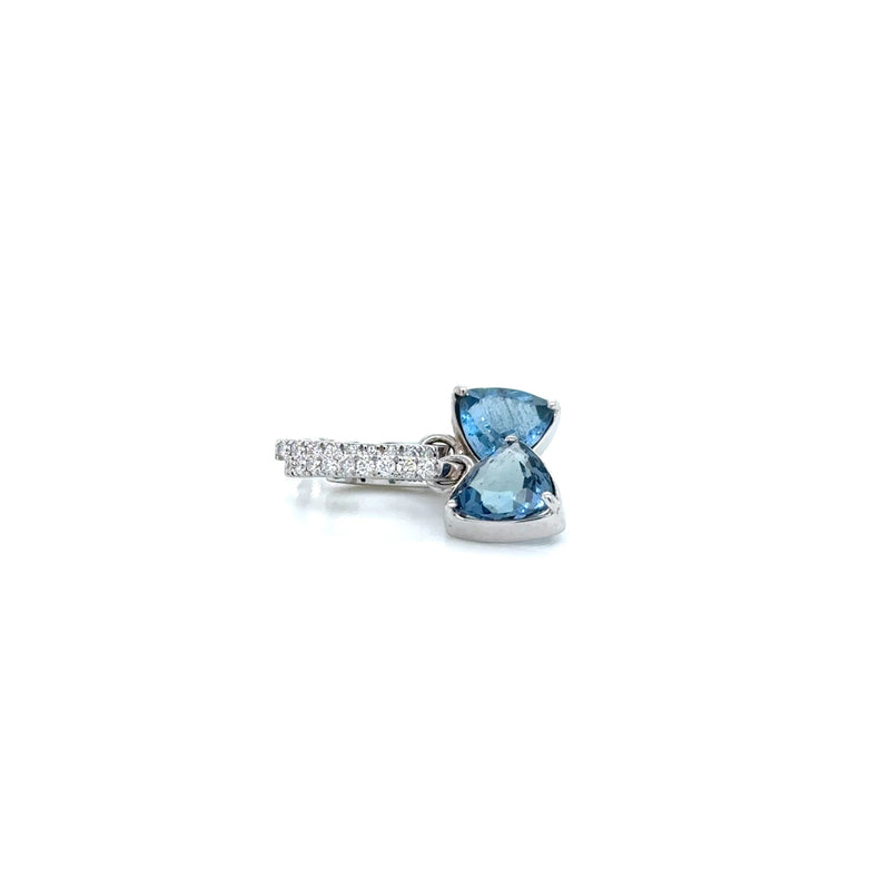 18ct White Gold Diamond Hoops with Aquamarine Drop Earrings