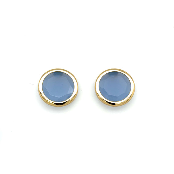 Aquaforte Gold Plated Blue Stone Stud Earrings