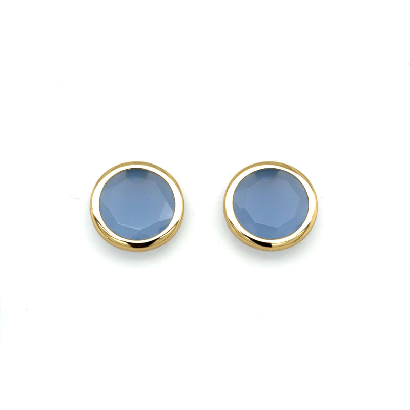 Aquaforte Gold Plated Blue Stone Stud Earrings