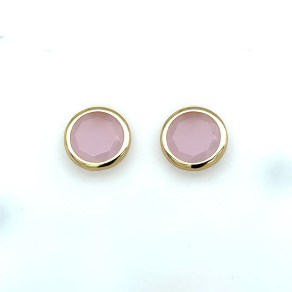 Aquaforte Gold Plated Pink Stone Stud Earrings