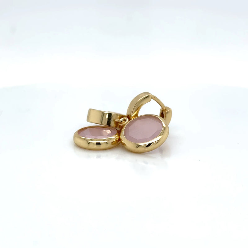 Aquaforte Gold Plated Pink Stone Earrings