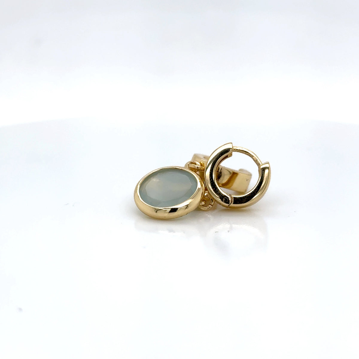 Aquaforte Gold Plated Grey Stone Earrings