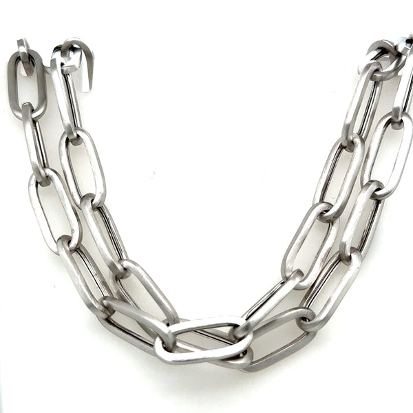 Aquaforte Silver Oval Link Long Chain