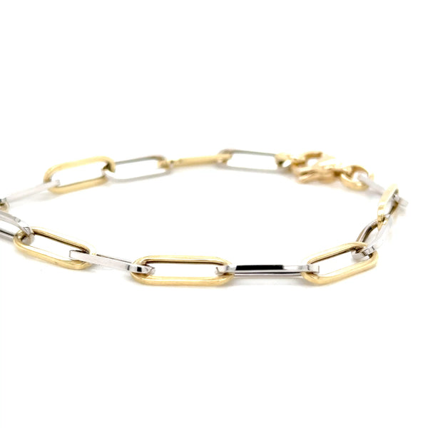 9ct yellow and white gold paper link bracelet