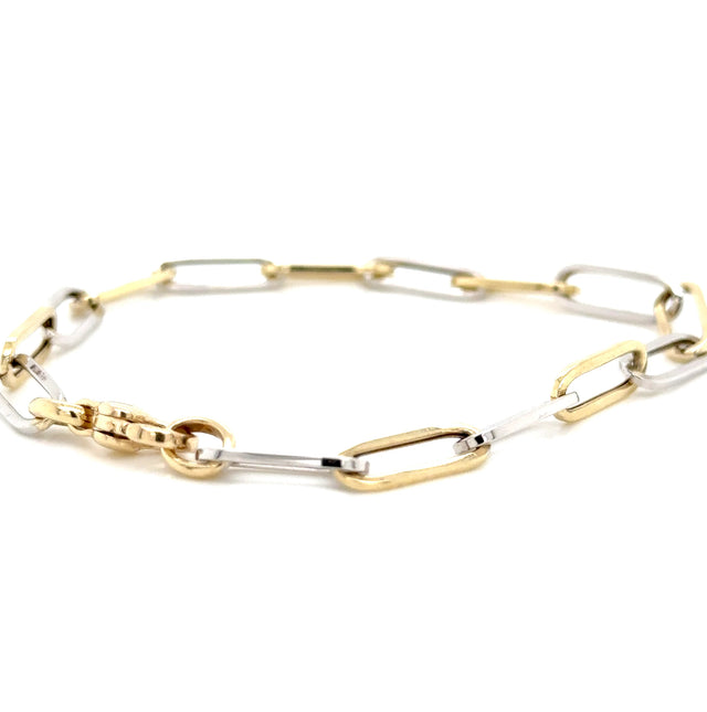 9ct yellow and white gold paper link bracelet