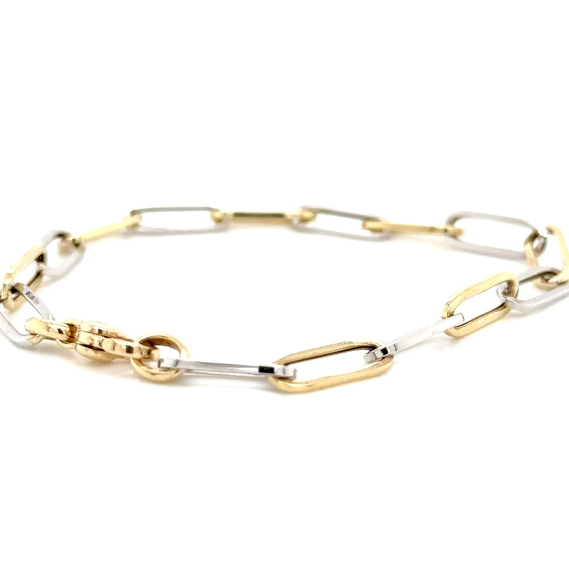 9ct yellow and white gold paper link bracelet