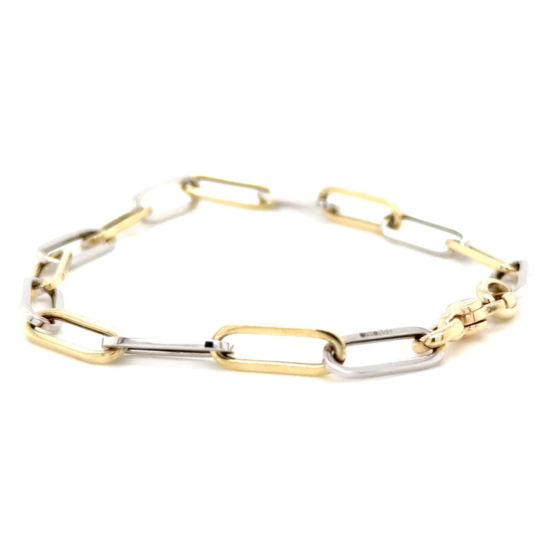 9ct yellow and white gold paper link bracelet