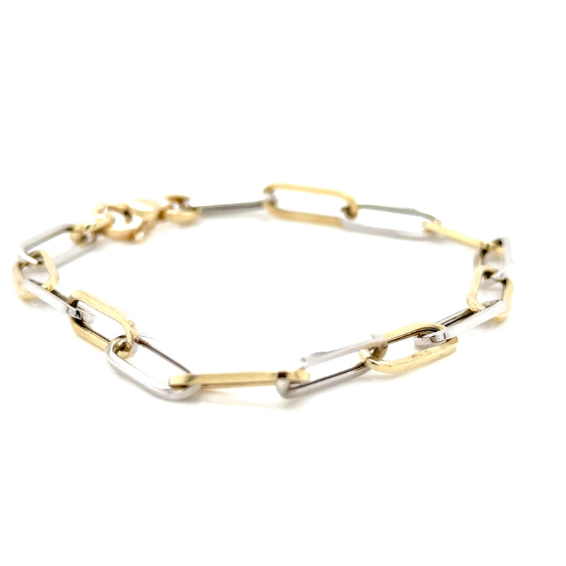 9ct yellow and white gold paper link bracelet