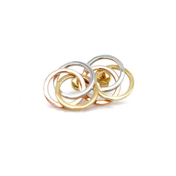 9ct Rose Yellow and White Gold Circle Stud Earrings