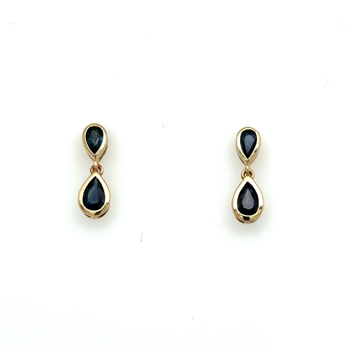 9ct Yellow Gold Sapphire Drop Earrings