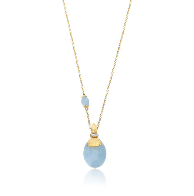 Nanis 18ct Yellow Gold Diamond & Aquamarine Pendant