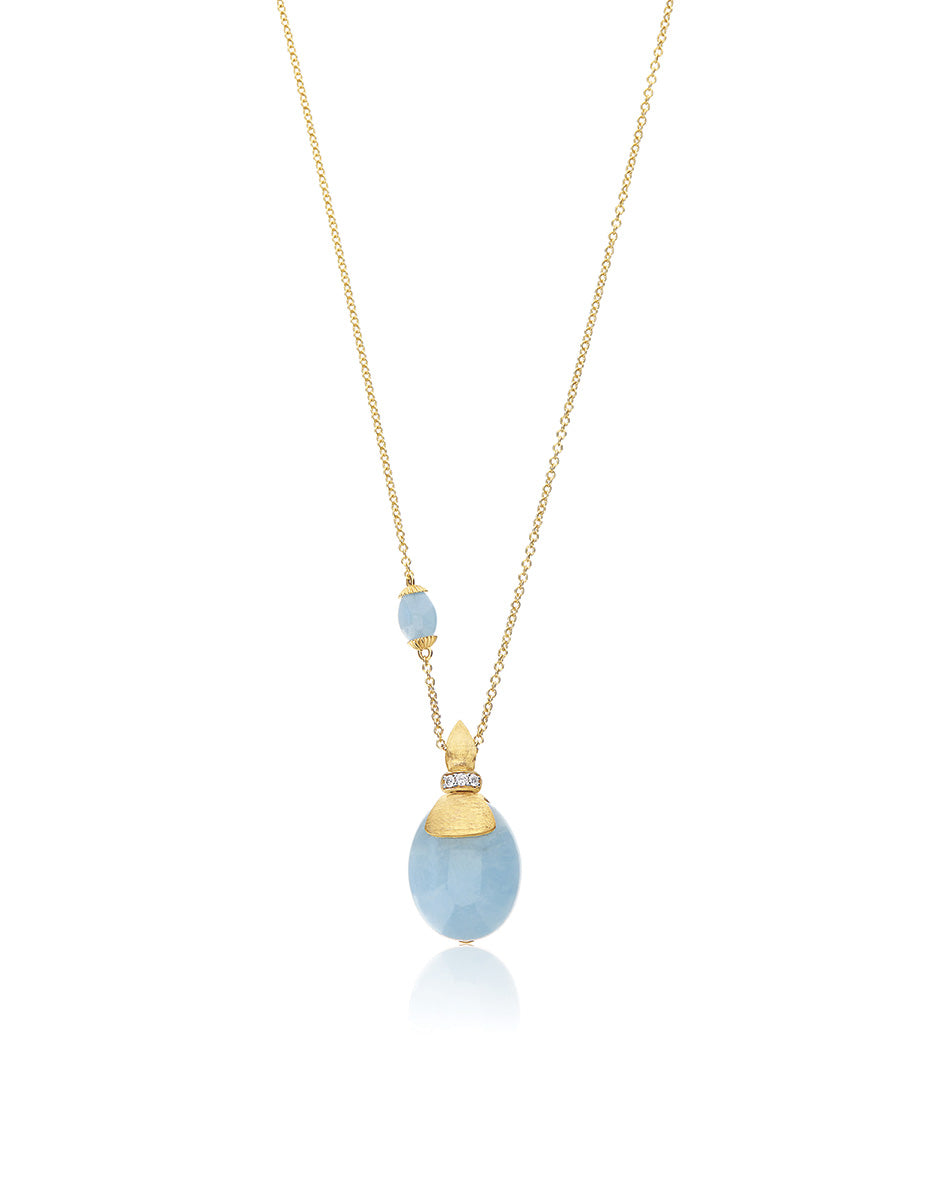 Nanis 18ct Yellow Gold Diamond & Aquamarine Pendant