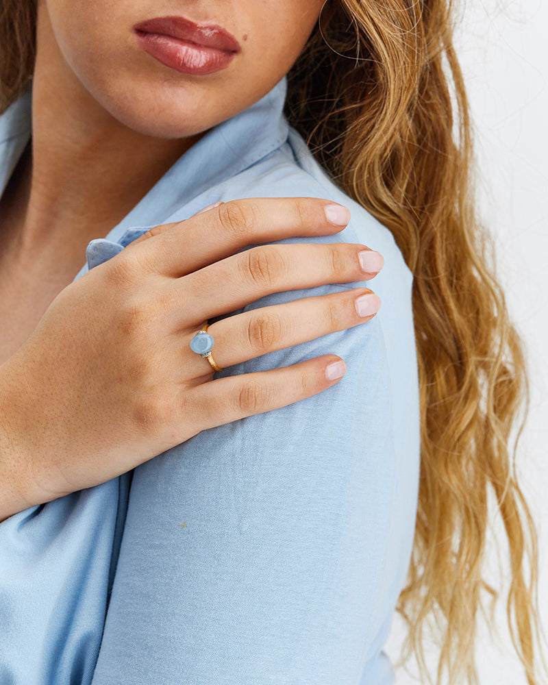 Nanis 18ct Gold & Aquamarine Ring