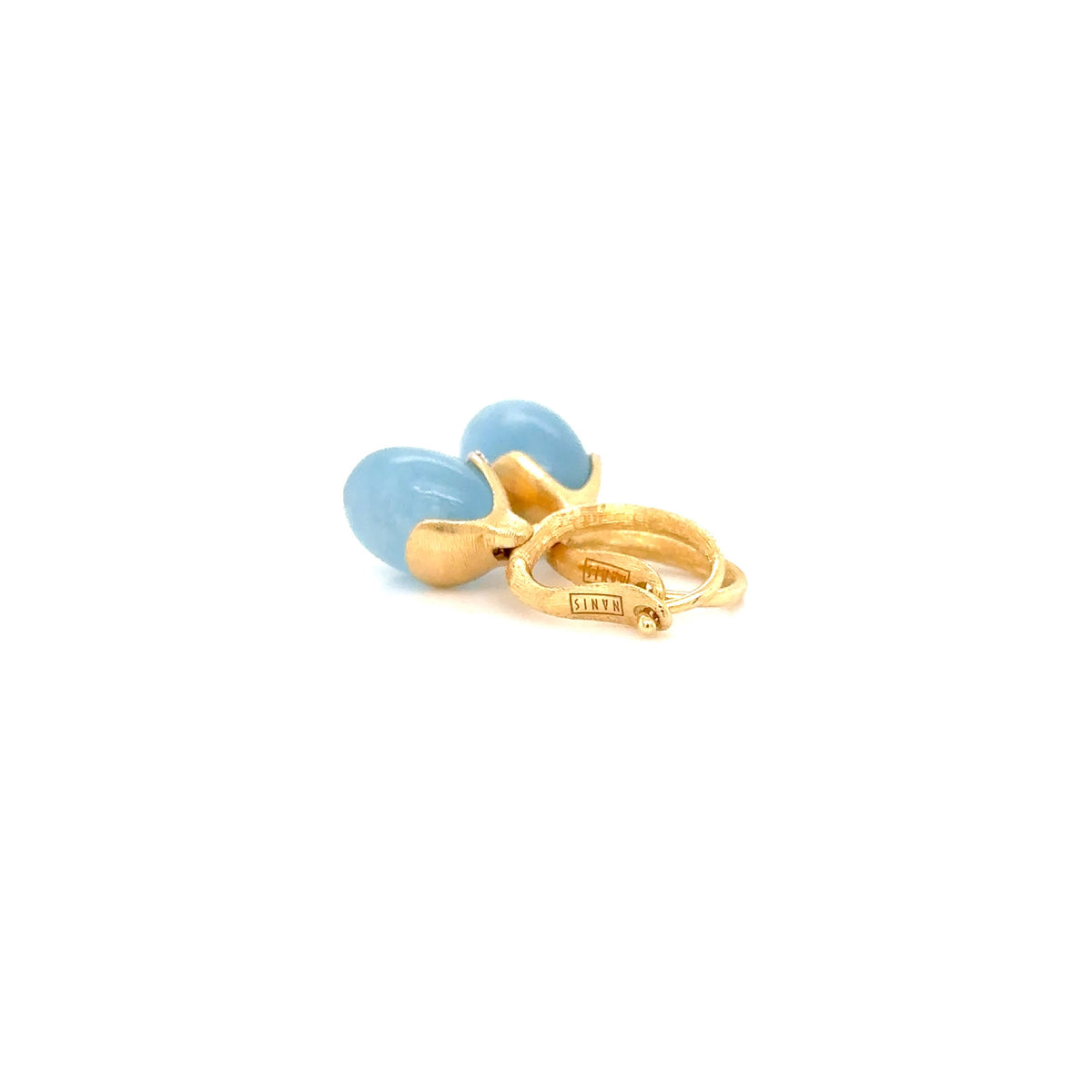 Nanis 18ct Yellow Gold Aquamarine and Diamond Earrings