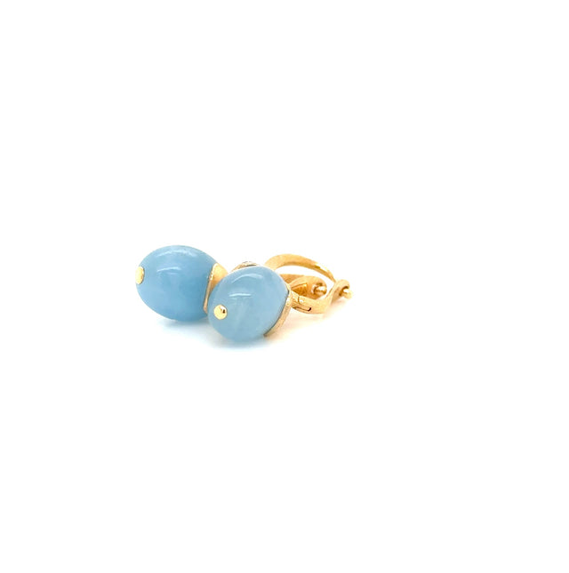 Nanis 18ct Yellow Gold Aquamarine and Diamond Earrings