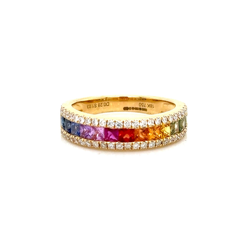 18ct Yellow Gold Multi Coloured Sapphire Ring