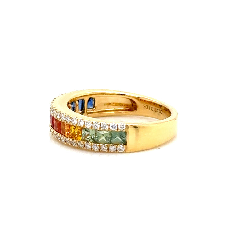 18ct Yellow Gold Multi Coloured Sapphire Ring