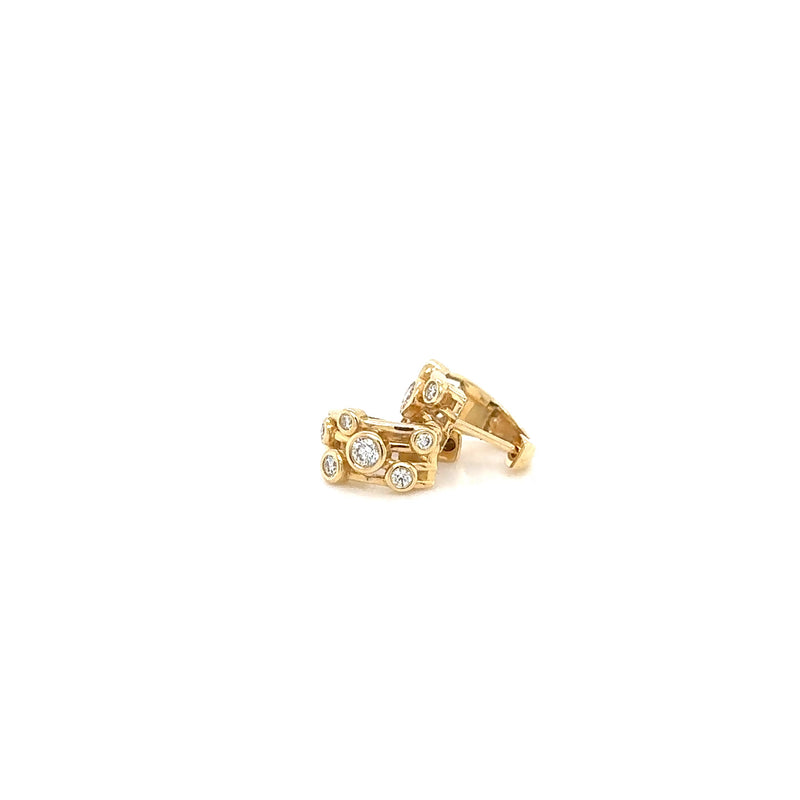 18ct Yellow Gold Rub Over Diamond Earrings