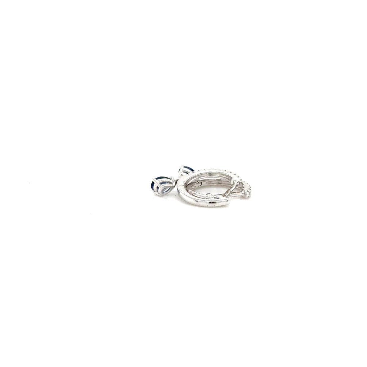 18ct white gold Diamond hoops earrings with Sapphire drop