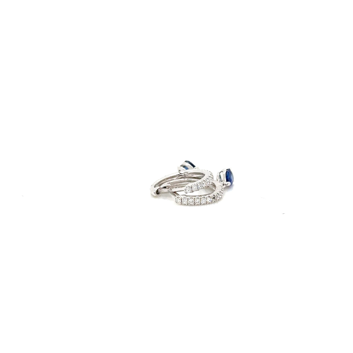 18ct white gold Diamond hoops earrings with Sapphire drop