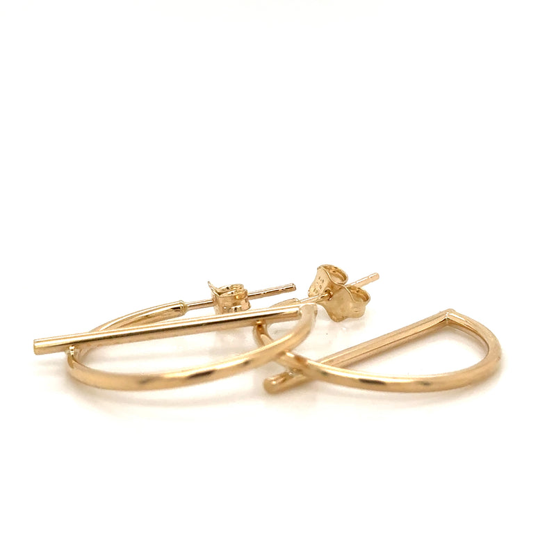 9ct Yellow Gold Round Hoop Bar Earrings