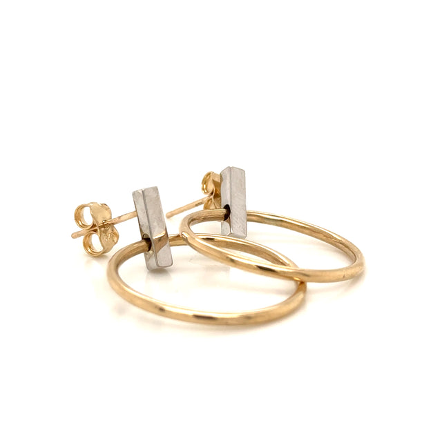 9ct Yellow/White Gold Drop Earrings