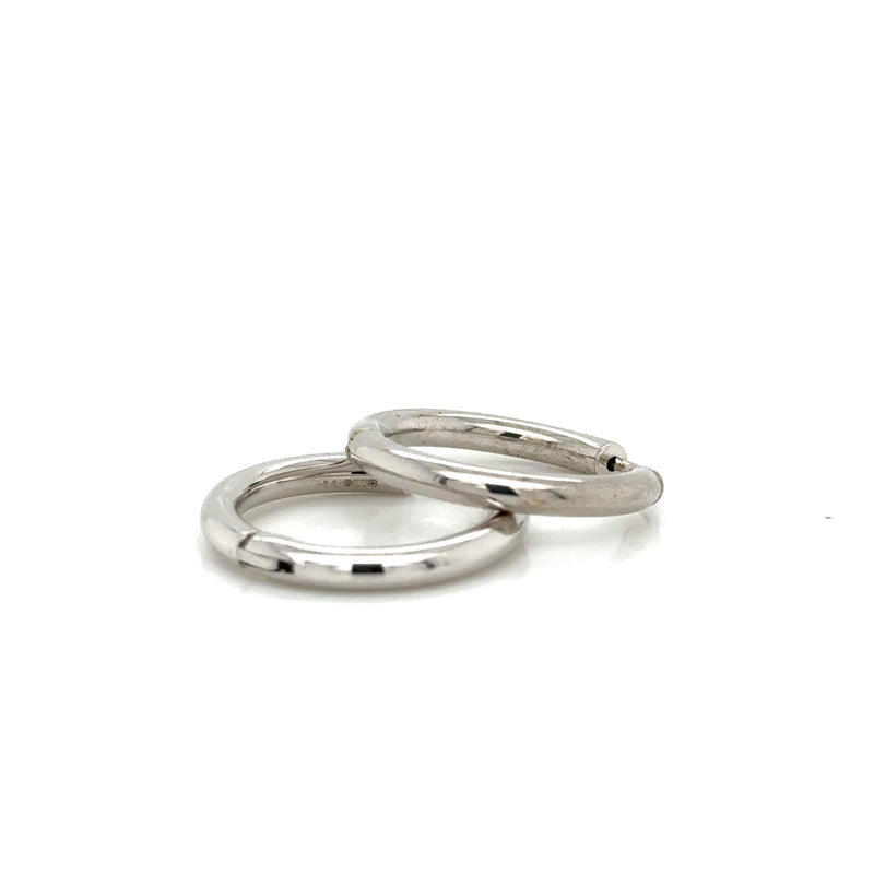 9ct White Gold Pol Hinged Hoop Earrings