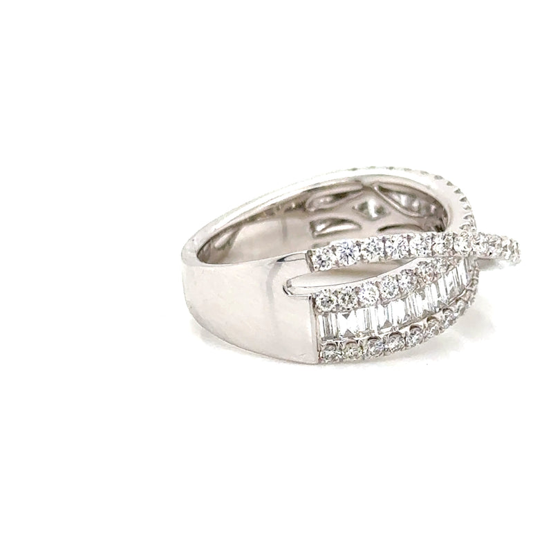 18ct White Gold Cross Over Diamond Ring