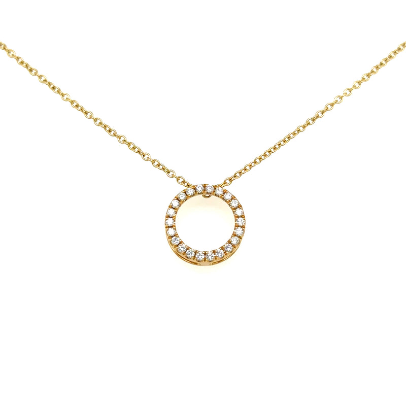 18ct Yellow Gold Diamond Circle Pendent and Chain