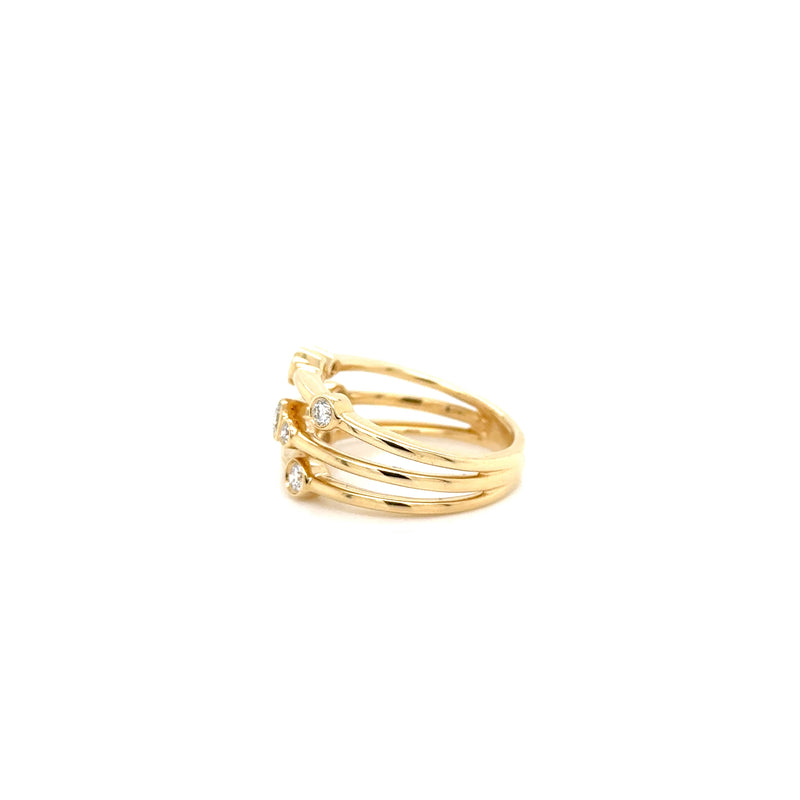 18ct Yellow Gold Rub Over Diamond Ring