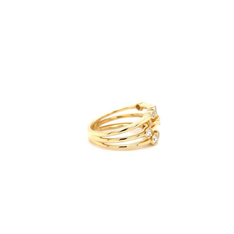 18ct Yellow Gold Rub Over Diamond Ring