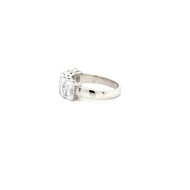 Platinum Lab Grown Diamond 5 Stone Radiant Ring 3.64ct