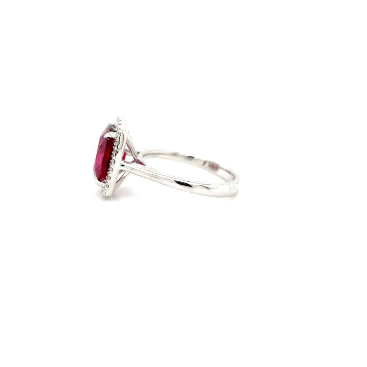 ESL Handmade 18ct white gold Rubellite Garnet and Diamond ring