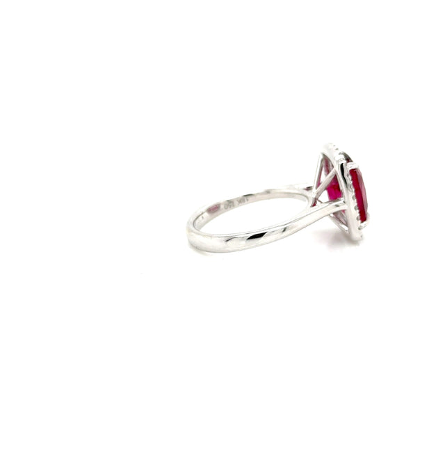 ESL Handmade 18ct white gold Rubellite Garnet and Diamond ring