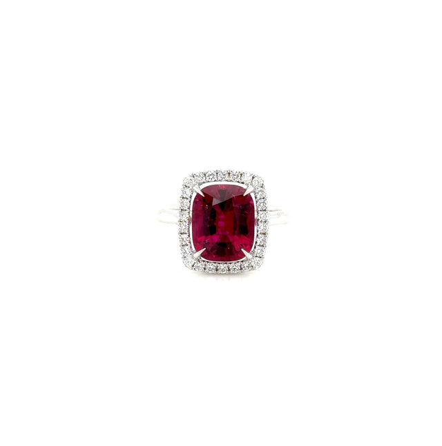 ESL Handmade 18ct white gold Rubellite Garnet and Diamond ring