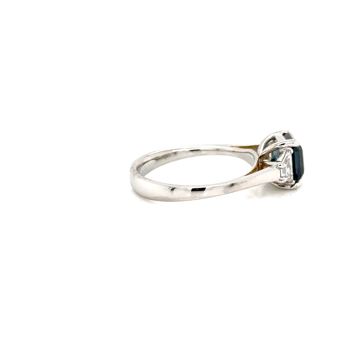 Platinum Teal Sapphire and Diamond Ring